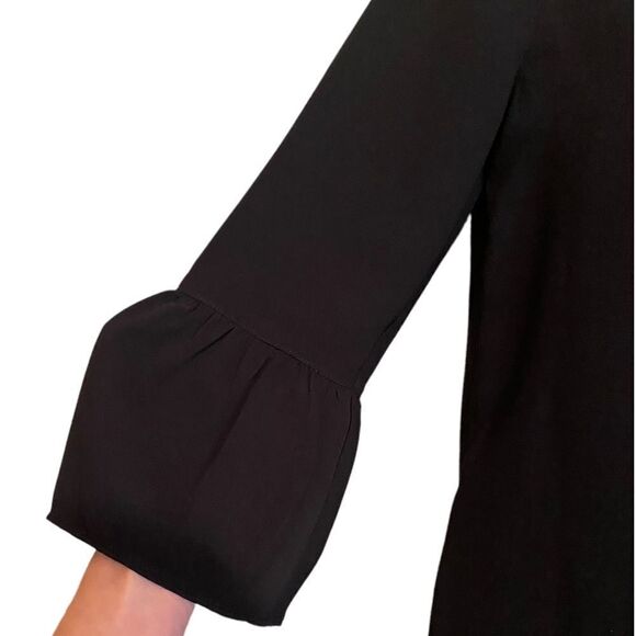 Madewell Black Bell Sleeve Crepe Top with Keyhole Back Sleek and Swingy Top XXS - Picture 6 of 12